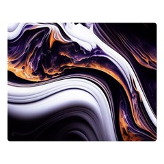 Marble Abstract Water Gold Dark Pink Purple Art One Side Premium Plush Fleece Blanket (large)