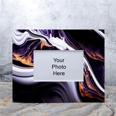 Marble Abstract Water Gold Dark Pink Purple Art White Tabletop Photo Frame 4 x6  by Pakemis