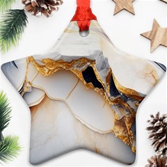 Marble Stone Abstract Gold White Color Colorful Ornament (star) by Pakemis