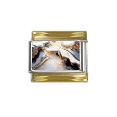 Marble Stone Abstract Gold White Color Colorful Gold Trim Italian Charm (9mm)