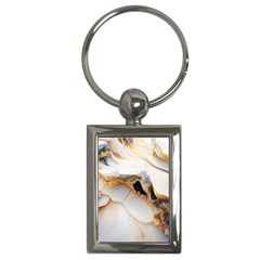 Marble Stone Abstract Gold White Color Colorful Key Chain (rectangle) by Pakemis