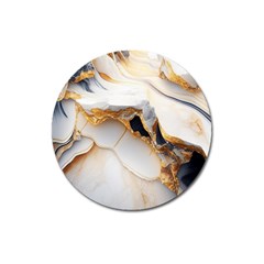 Marble Stone Abstract Gold White Color Colorful Magnet 3  (round) by Pakemis