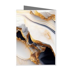 Marble Stone Abstract Gold White Color Colorful Mini Greeting Cards (pkg Of 8) by Pakemis