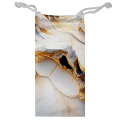 Marble Stone Abstract Gold White Color Colorful Jewelry Bag by Pakemis