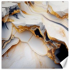 Marble Stone Abstract Gold White Color Colorful Canvas 12  X 12  by Pakemis