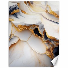 Marble Stone Abstract Gold White Color Colorful Canvas 12  X 16  by Pakemis