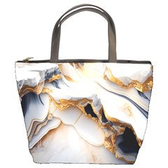 Marble Stone Abstract Gold White Color Colorful Bucket Bag by Pakemis