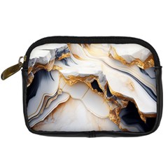 Marble Stone Abstract Gold White Color Colorful Digital Camera Leather Case by Pakemis