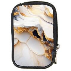 Marble Stone Abstract Gold White Color Colorful Compact Camera Leather Case by Pakemis