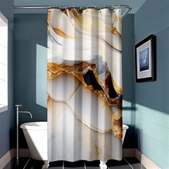 Marble Stone Abstract Gold White Color Colorful Shower Curtain 36  X 72  (stall)  by Pakemis