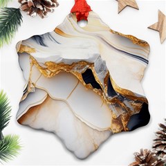 Marble Stone Abstract Gold White Color Colorful Ornament (snowflake)