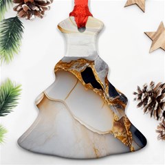 Marble Stone Abstract Gold White Color Colorful Christmas Tree Ornament (two Sides) by Pakemis