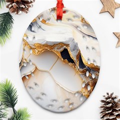 Marble Stone Abstract Gold White Color Colorful Ornament (oval Filigree) by Pakemis