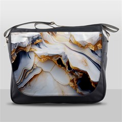 Marble Stone Abstract Gold White Color Colorful Messenger Bag by Pakemis