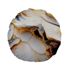 Marble Stone Abstract Gold White Color Colorful Standard 15  Premium Round Cushions by Pakemis