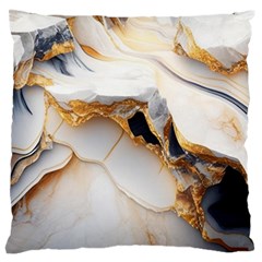 Marble Stone Abstract Gold White Color Colorful Standard Premium Plush Fleece Cushion Case (one Side) by Pakemis