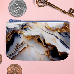 Marble Stone Abstract Gold White Color Colorful Large Coin Purse by Pakemis