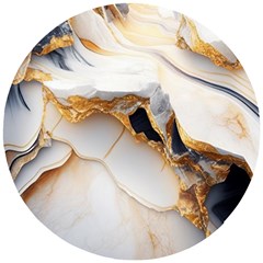 Marble Stone Abstract Gold White Color Colorful Wooden Puzzle Round by Pakemis