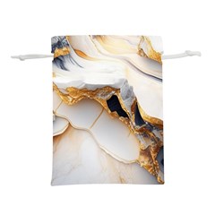 Marble Stone Abstract Gold White Color Colorful Lightweight Drawstring Pouch (s) by Pakemis