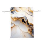 Marble Stone Abstract Gold White Color Colorful Lightweight Drawstring Pouch (L) Front