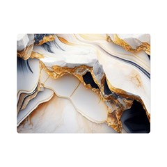 Marble Stone Abstract Gold White Color Colorful One Side Premium Plush Fleece Blanket (mini) by Pakemis