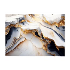 Marble Stone Abstract Gold White Color Colorful Crystal Sticker (a4)