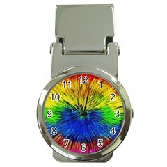 Colour Background Structure Lines Explosion Pop Money Clip Watches by Pakemis