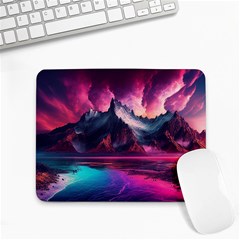 Ai Generated Mountain Ocean Lava Fire Sky Sea Small Mousepad by Pakemis