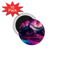 Ai Generated Mountain Ocean Lava Fire Sky Sea 1 75  Magnets (10 Pack)  by Pakemis