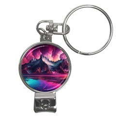 Ai Generated Mountain Ocean Lava Fire Sky Sea Nail Clippers Key Chain by Pakemis