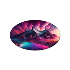 Ai Generated Mountain Ocean Lava Fire Sky Sea Sticker Oval (100 Pack) by Pakemis