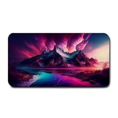 Ai Generated Mountain Ocean Lava Fire Sky Sea Medium Bar Mat by Pakemis