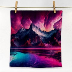 Ai Generated Mountain Ocean Lava Fire Sky Sea Face Towel by Pakemis