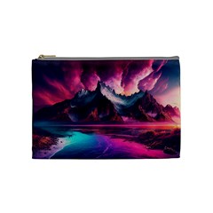 Ai Generated Mountain Ocean Lava Fire Sky Sea Cosmetic Bag (medium) by Pakemis