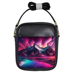 Ai Generated Mountain Ocean Lava Fire Sky Sea Girls Sling Bag by Pakemis