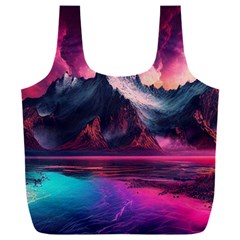 Ai Generated Mountain Ocean Lava Fire Sky Sea Full Print Recycle Bag (xxl) by Pakemis