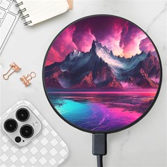 Ai Generated Mountain Ocean Lava Fire Sky Sea Wireless Fast Charger(black)