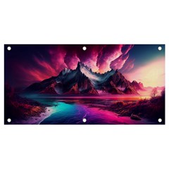 Ai Generated Mountain Ocean Lava Fire Sky Sea Banner And Sign 4  X 2  by Pakemis