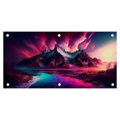 Ai Generated Mountain Ocean Lava Fire Sky Sea Banner And Sign 6  X 3 