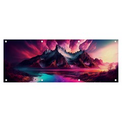 Ai Generated Mountain Ocean Lava Fire Sky Sea Banner And Sign 8  X 3  by Pakemis