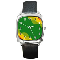 Background Pattern Texture Design Square Metal Watch by Ravend