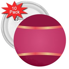 Heart Valentine Love Pink Red 3  Buttons (10 Pack)  by Ravend