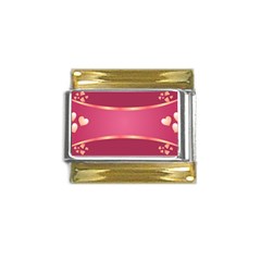 Heart Valentine Love Pink Red Gold Trim Italian Charm (9mm)