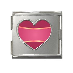 Heart Valentine Love Pink Red Mega Link Heart Italian Charm (18mm) by Ravend