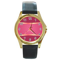 Heart Valentine Love Pink Red Round Gold Metal Watch by Ravend