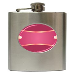 Heart Valentine Love Pink Red Hip Flask (6 Oz) by Ravend