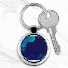 Abstract Blue Texture Space Key Chain (round) by Ravend