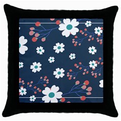 Floral Digital Background Throw Pillow Case (black) by Ravend