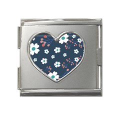 Floral Digital Background Mega Link Heart Italian Charm (18mm) by Ravend