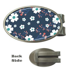 Floral Digital Background Money Clips (oval)  by Ravend